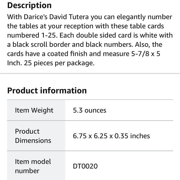 David Dutera Reception Table Numbers - Picture 3 of 3